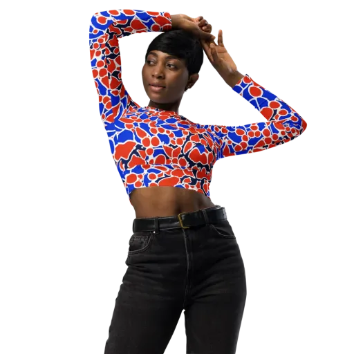 Cobalt Confetti on a Long Sleeve Crop Top