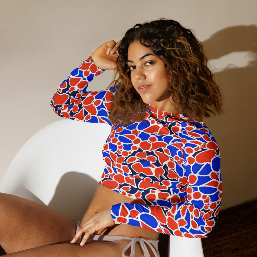 Cobalt Confetti on Long Sleeve Crop Top — Left Front