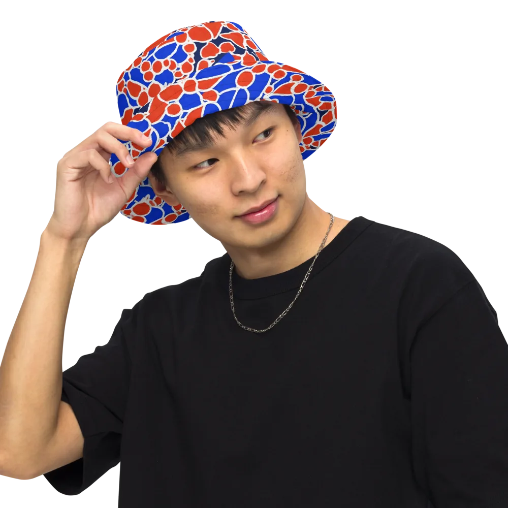 Cobalt Confetti on Reversible Bucket Hat — Front Inside