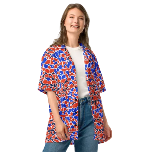 Cobalt Confetti on a Button Shirt