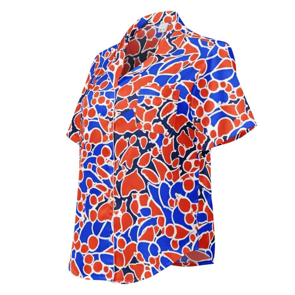 Cobalt Confetti on Women's Short Sleeve Pajama Top — Left Front