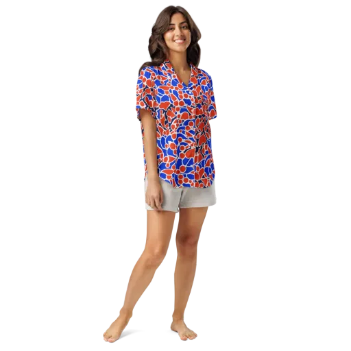 Cobalt Confetti on a Women's Short Sleeve Pajama Top