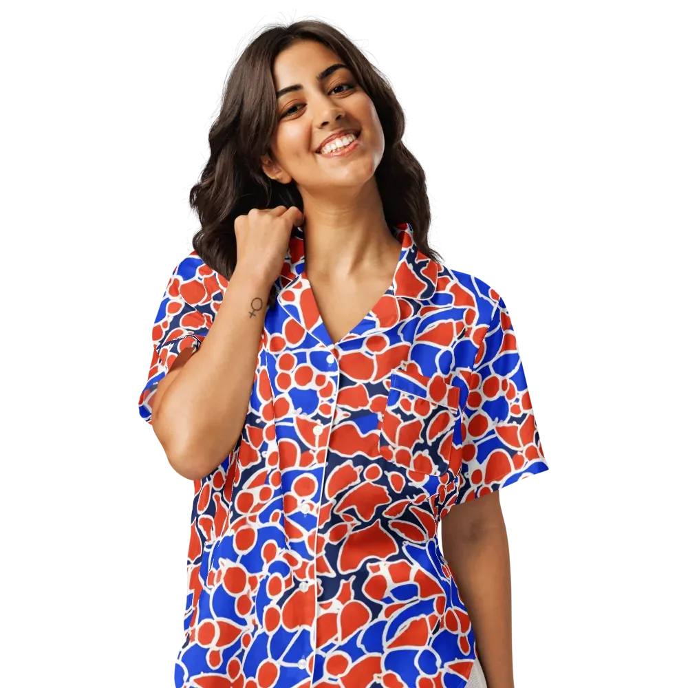 Cobalt Confetti on Women's Short Sleeve Pajama Top — Front