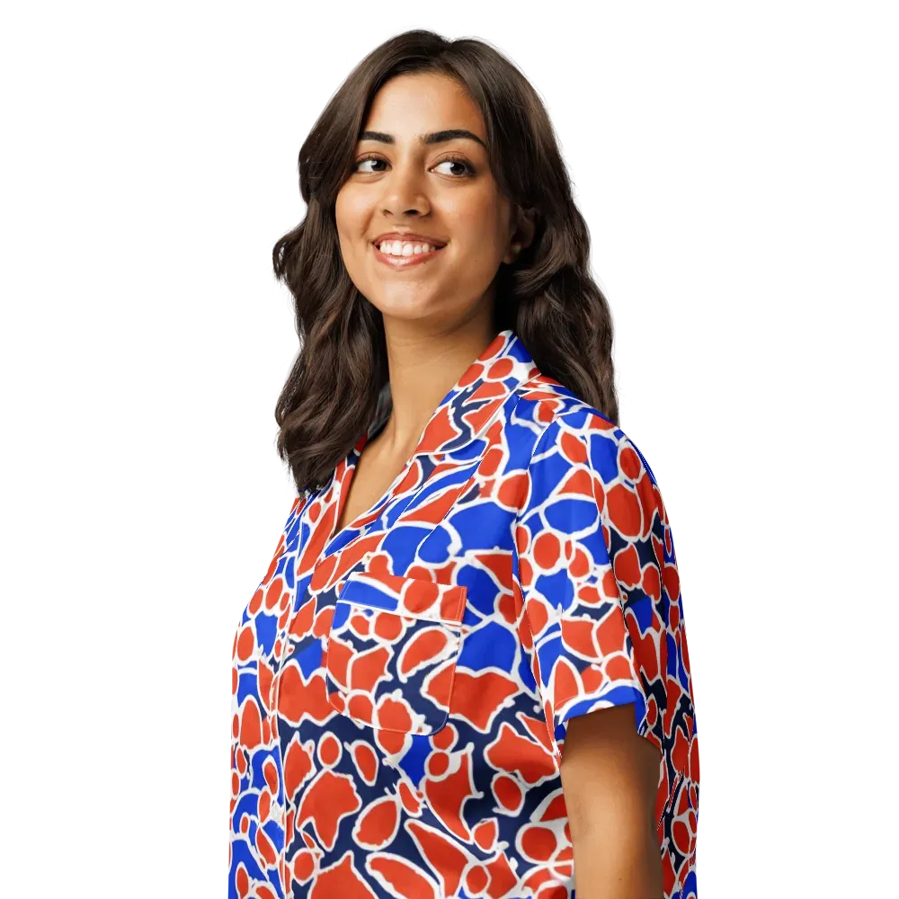 Cobalt Confetti on Women's Short Sleeve Pajama Top — Left Front
