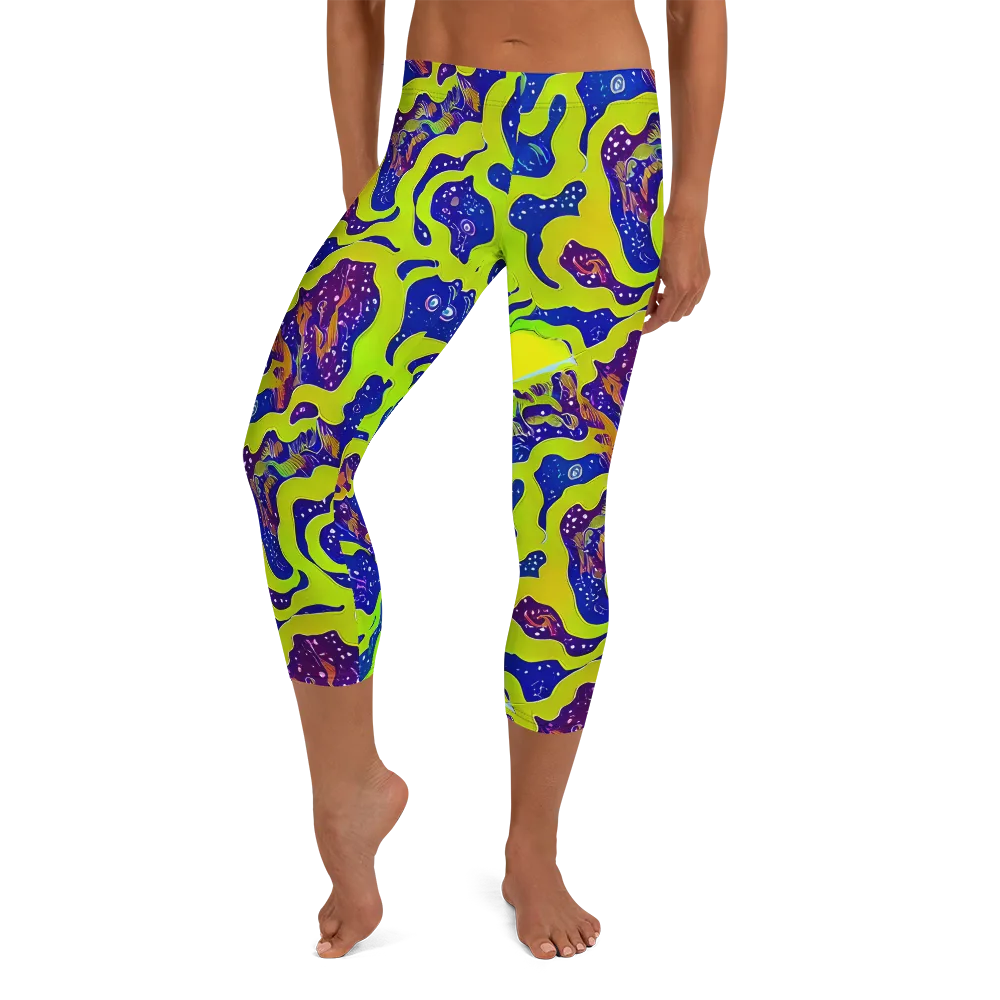 Galactic Tangledown on Capri Leggings — Front