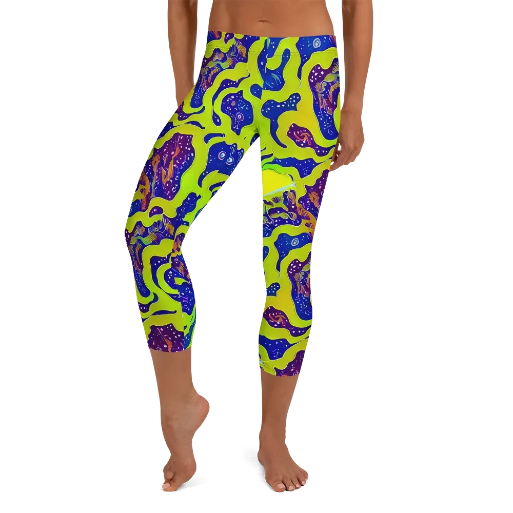 Galactic Tangledown on Capri Leggings — Front