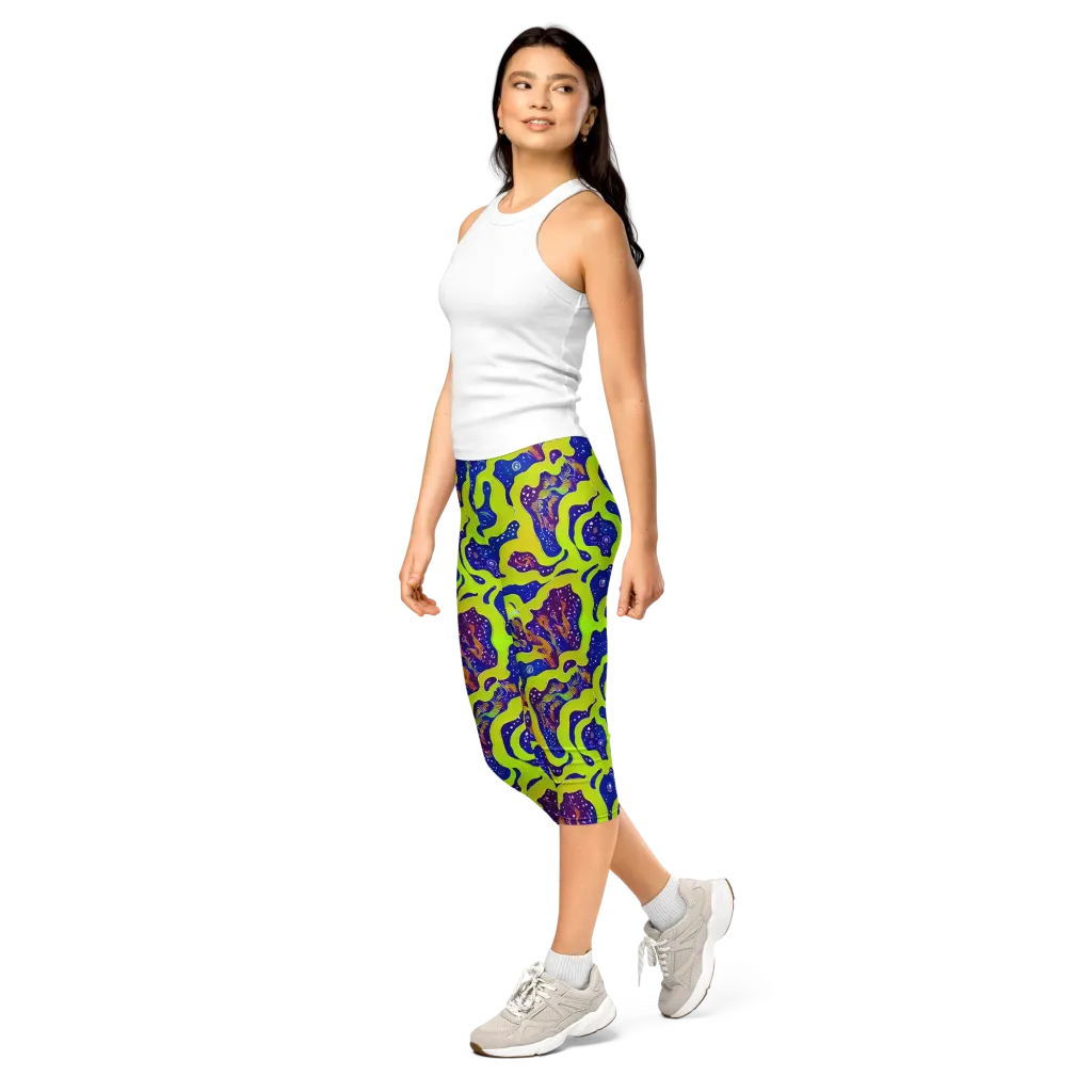 Galactic Tangledown on Capri Leggings — Left Front