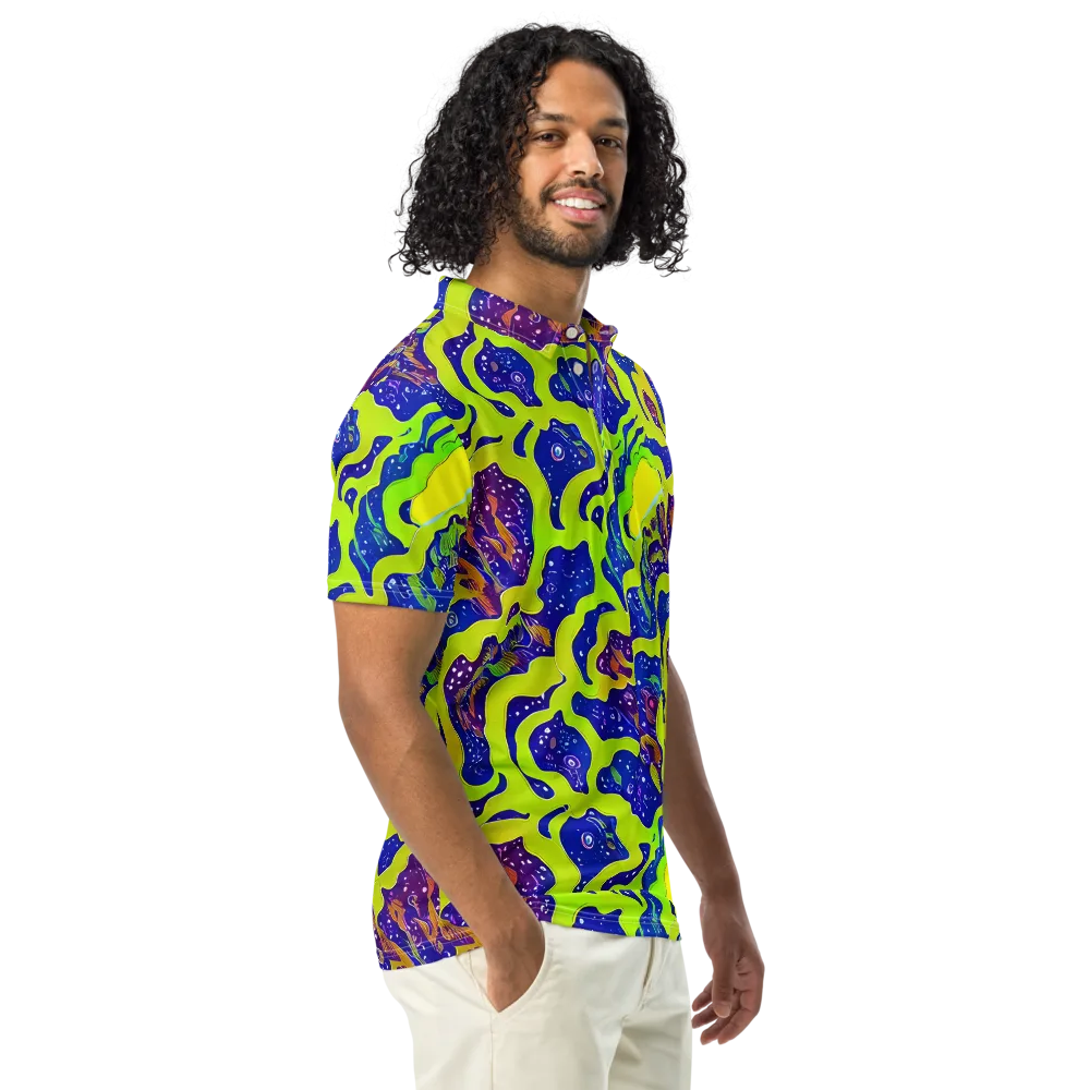 Galactic Tangledown on Men's Slim Fit Polo Shirt — Right Front