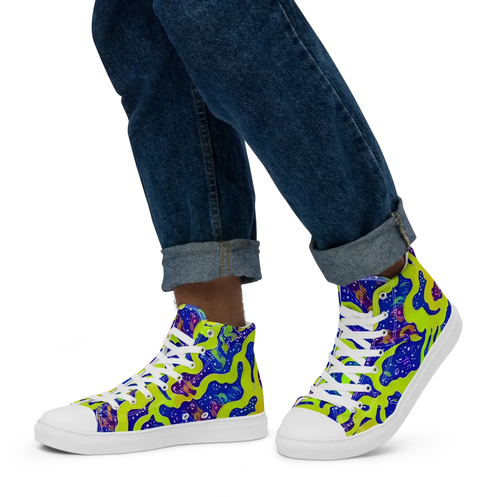 Galactic Tangledown on Men's High Top Canvas Shoes — Left