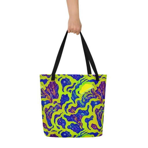 Galactic Tangledown on a Large Tote Bag W/ Pocket