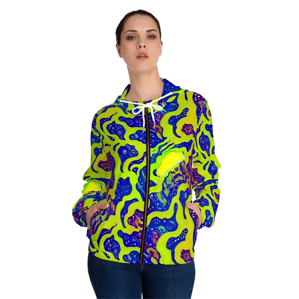 Galactic Tangledown on Women's Full-Zip Hoodie — Front On Person