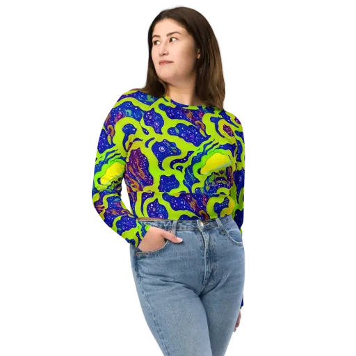 Galactic Tangledown on a Long Sleeve Crop Top
