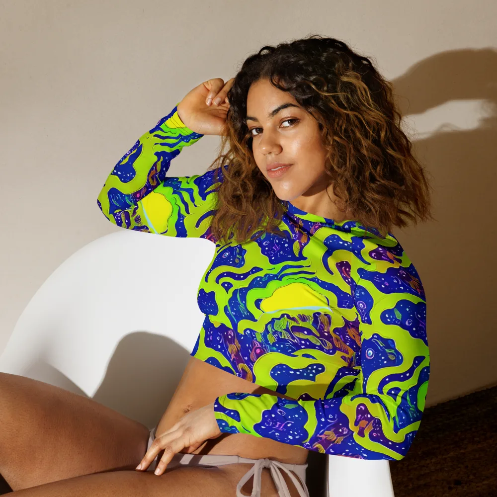 Galactic Tangledown on Long Sleeve Crop Top — Left Front