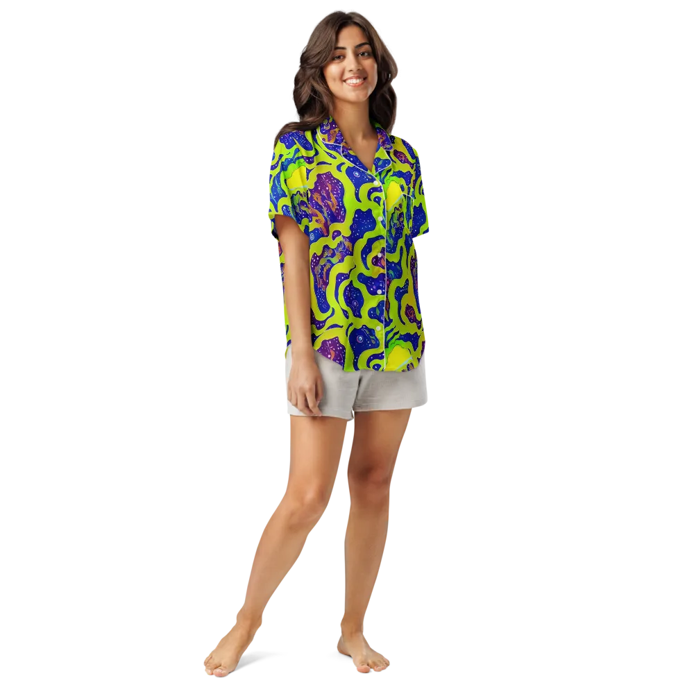 Galactic Tangledown on Women's Short Sleeve Pajama Top — Front