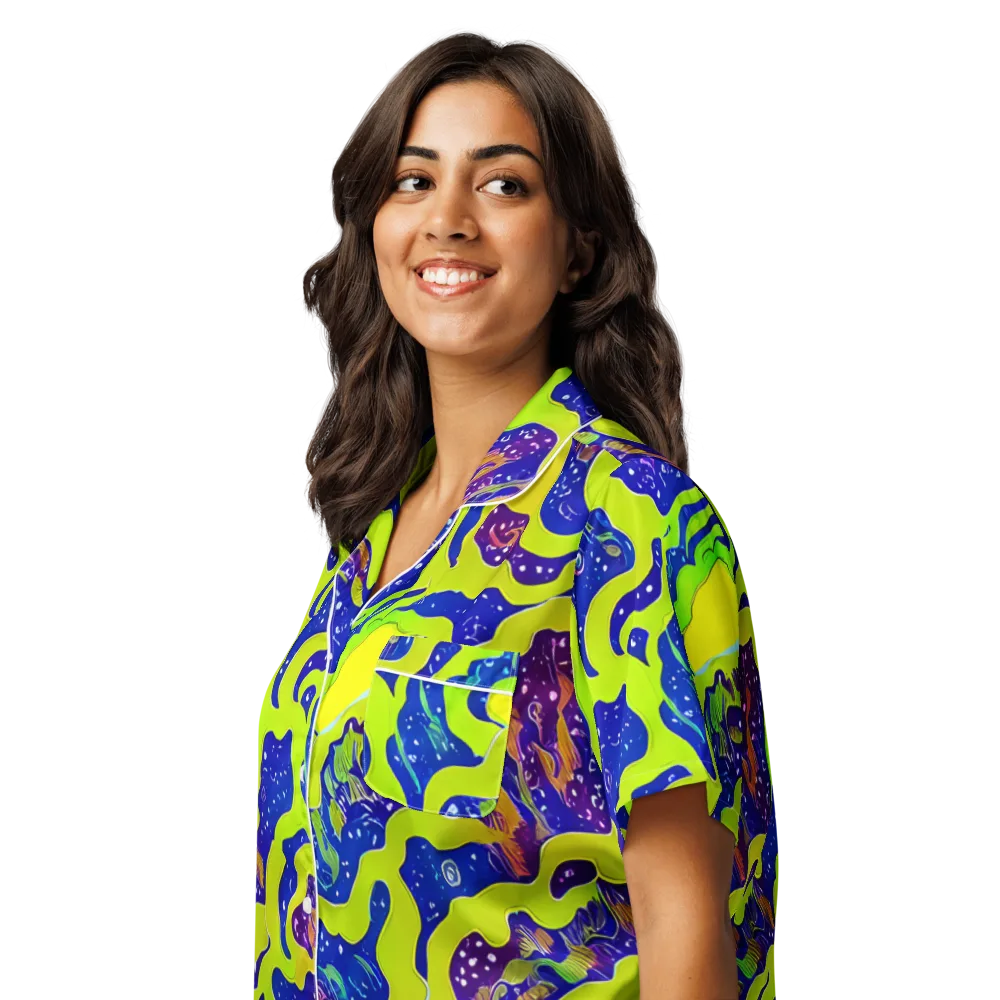 Galactic Tangledown on Women's Short Sleeve Pajama Top — Left Front