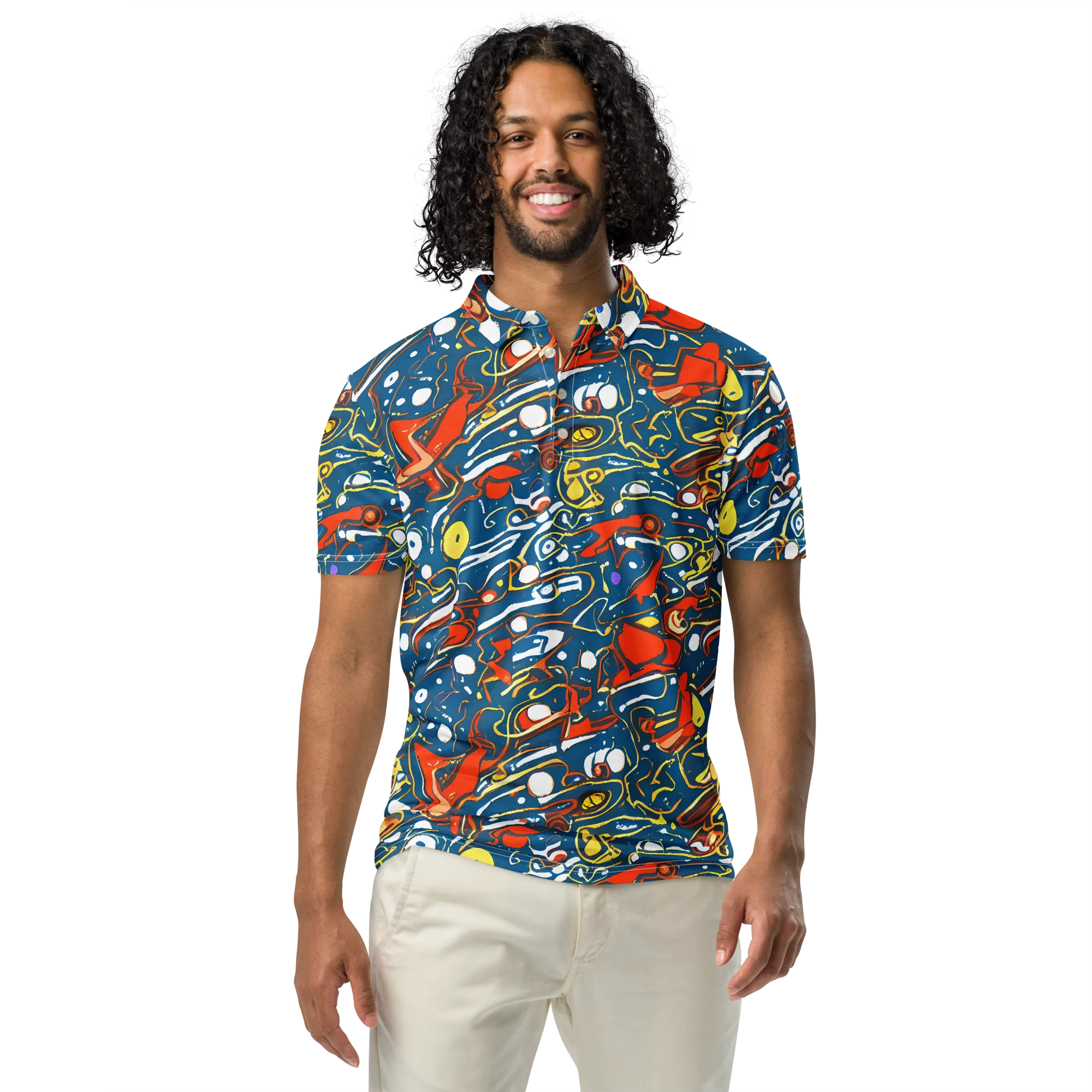 Liquid Geometry on Men's Slim Fit Polo Shirt — Front