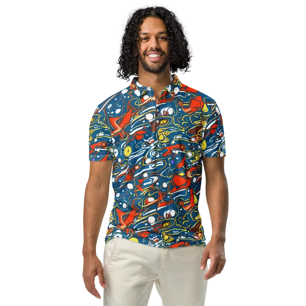 Liquid Geometry on Men's Slim Fit Polo Shirt — Front