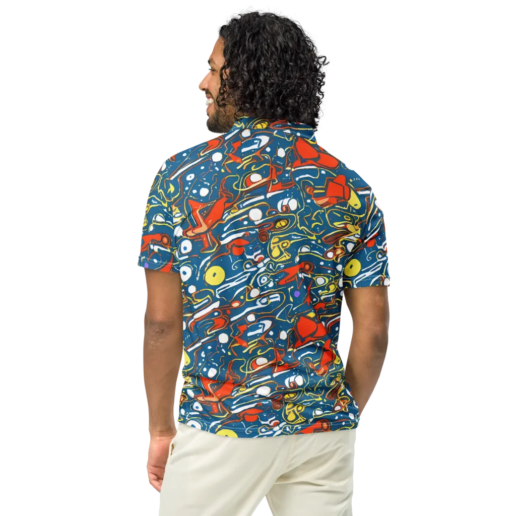 Liquid Geometry on Men's Slim Fit Polo Shirt — Back