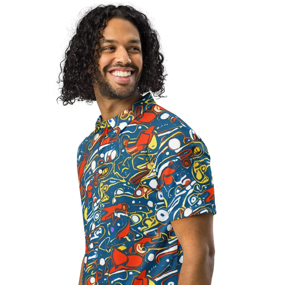 Liquid Geometry on Men's Slim Fit Polo Shirt — Left Front