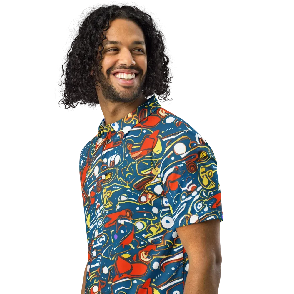 Liquid Geometry on Men's Slim Fit Polo Shirt — Left Front