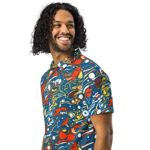 Liquid Geometry on a Men's Slim Fit Polo Shirt