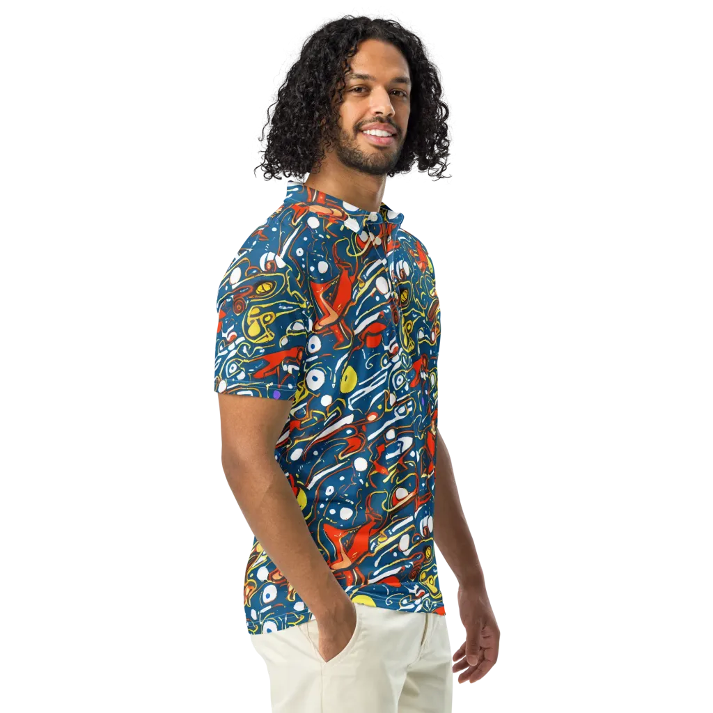 Liquid Geometry on Men's Slim Fit Polo Shirt — Right Front
