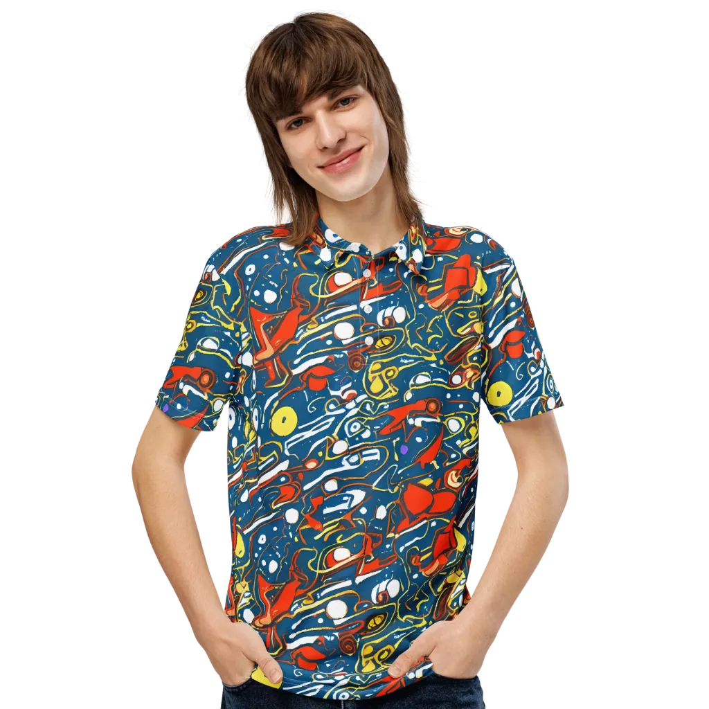 Liquid Geometry on Men's Slim Fit Polo Shirt — Front