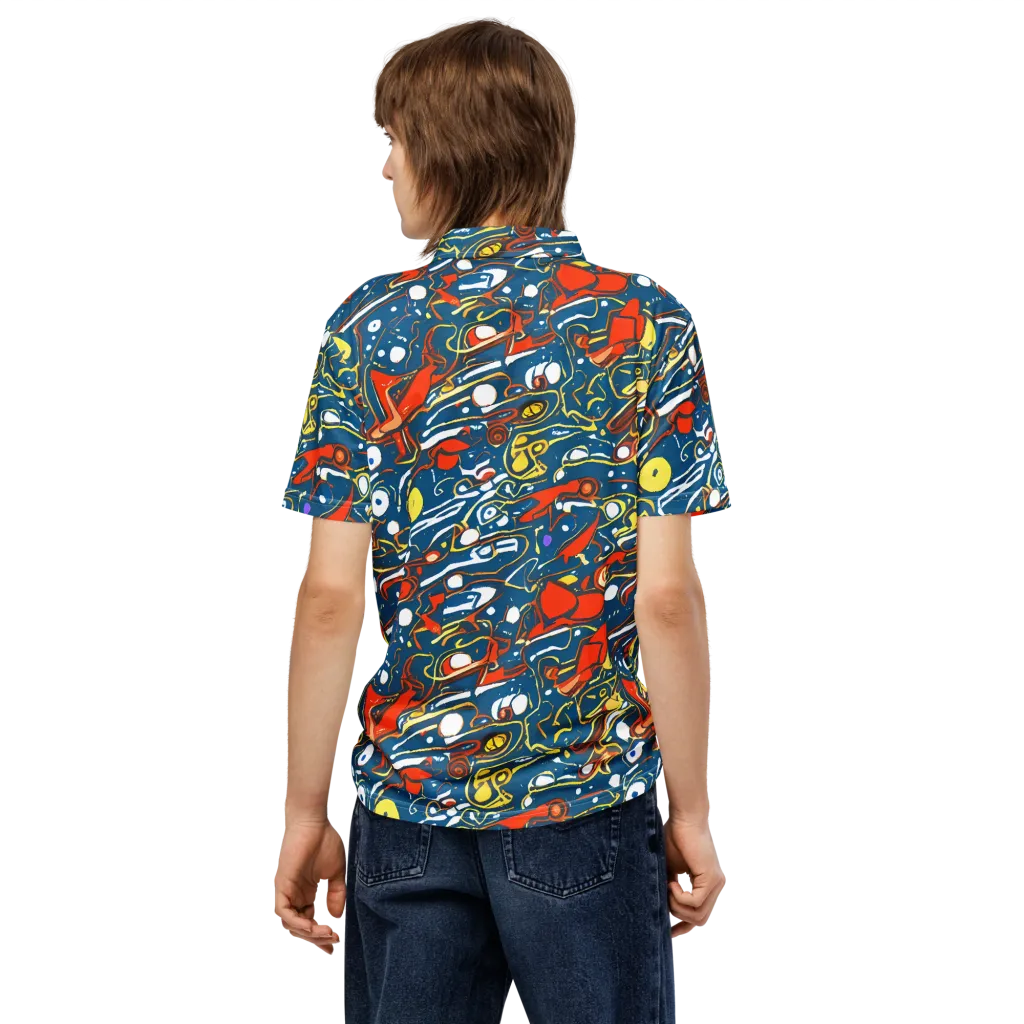 Liquid Geometry on Men's Slim Fit Polo Shirt — Back