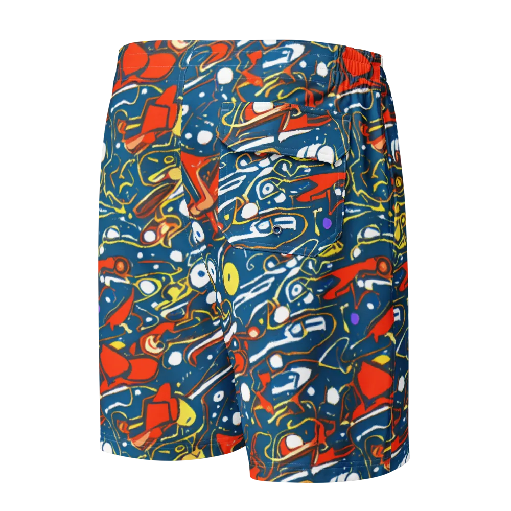 Liquid Geometry on Men's Board Shorts — Back