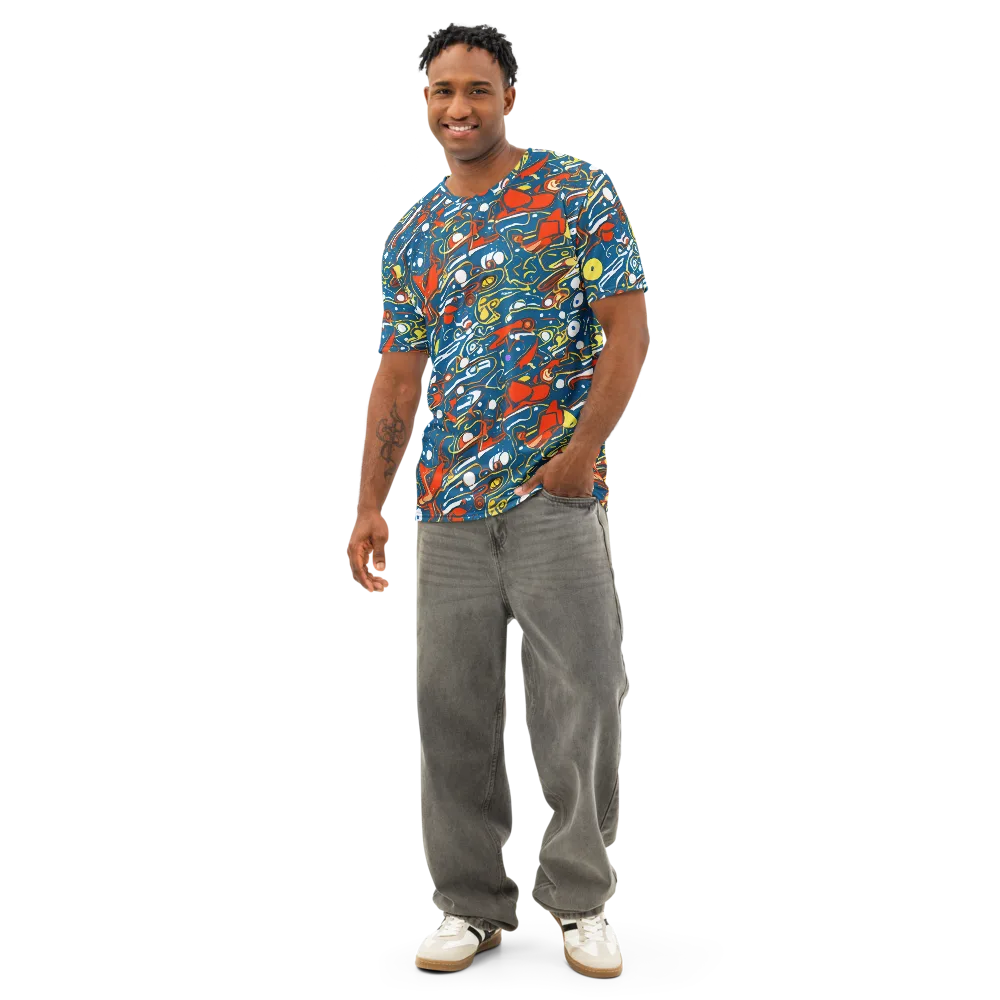 Liquid Geometry on Men's Cotton Crew Neck T-Shirt — Front