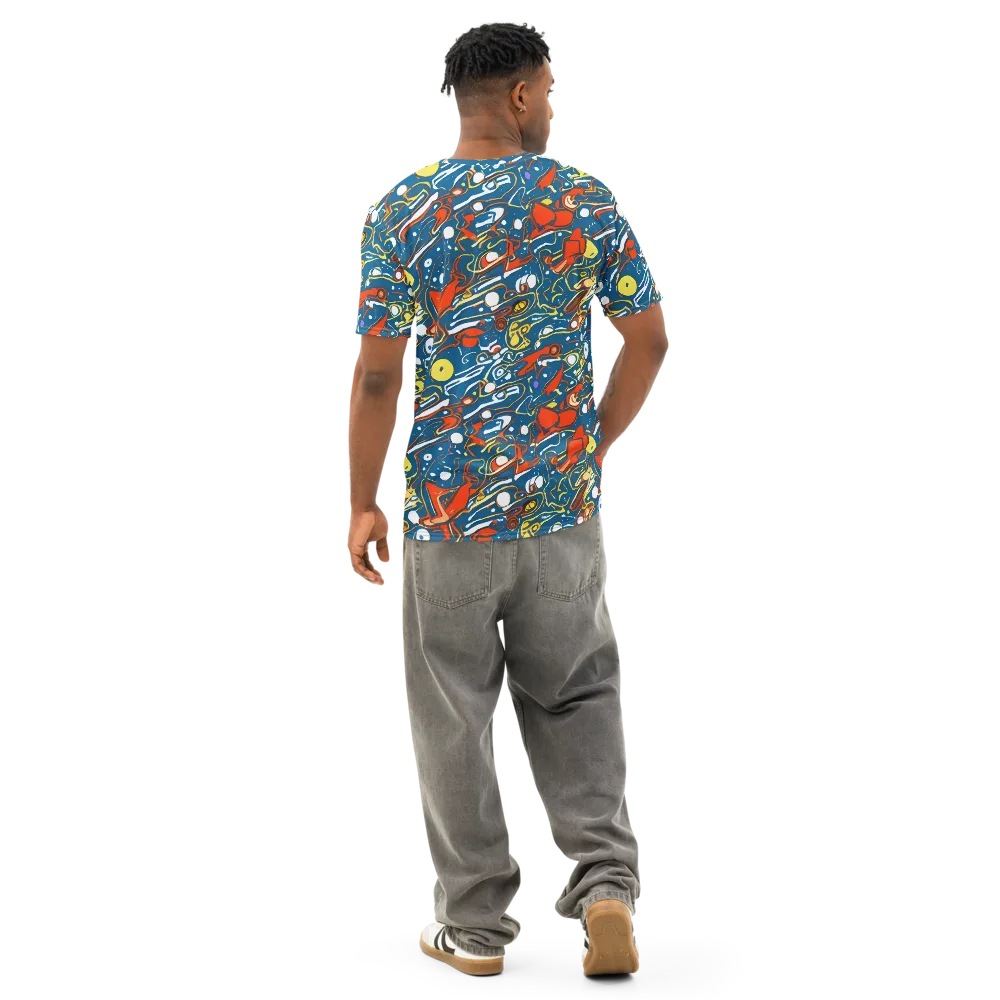Liquid Geometry on Men's Cotton Crew Neck T-Shirt — Back