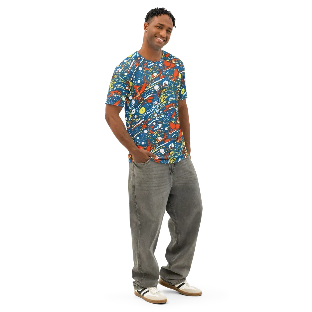 Liquid Geometry on Men's Cotton Crew Neck T-Shirt — Right Front