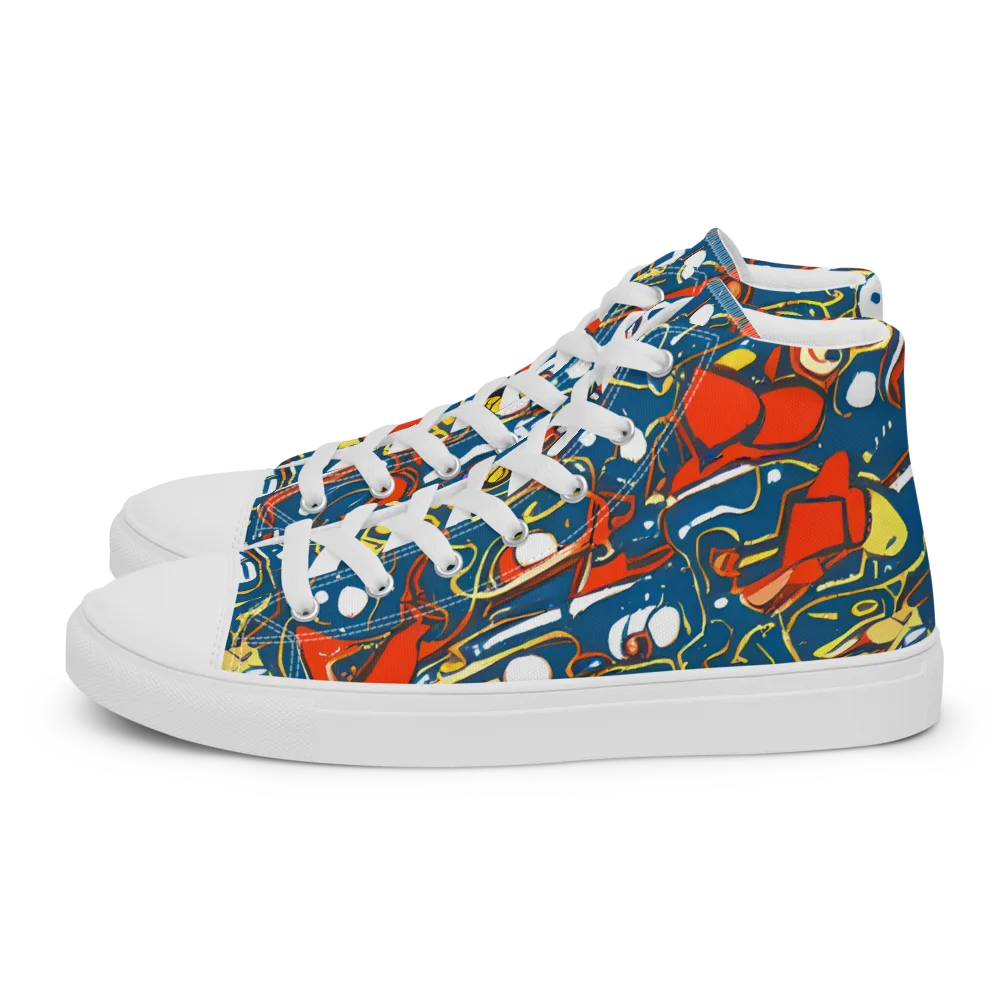 Liquid Geometry on Men's High Top Canvas Shoes — Left