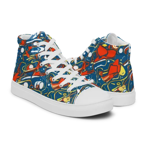 Liquid Geometry on a Men's High Top Canvas Shoes