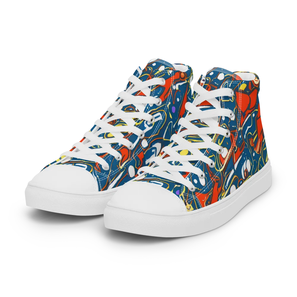 Liquid Geometry on Women's High Top Canvas Shoes — Left Front