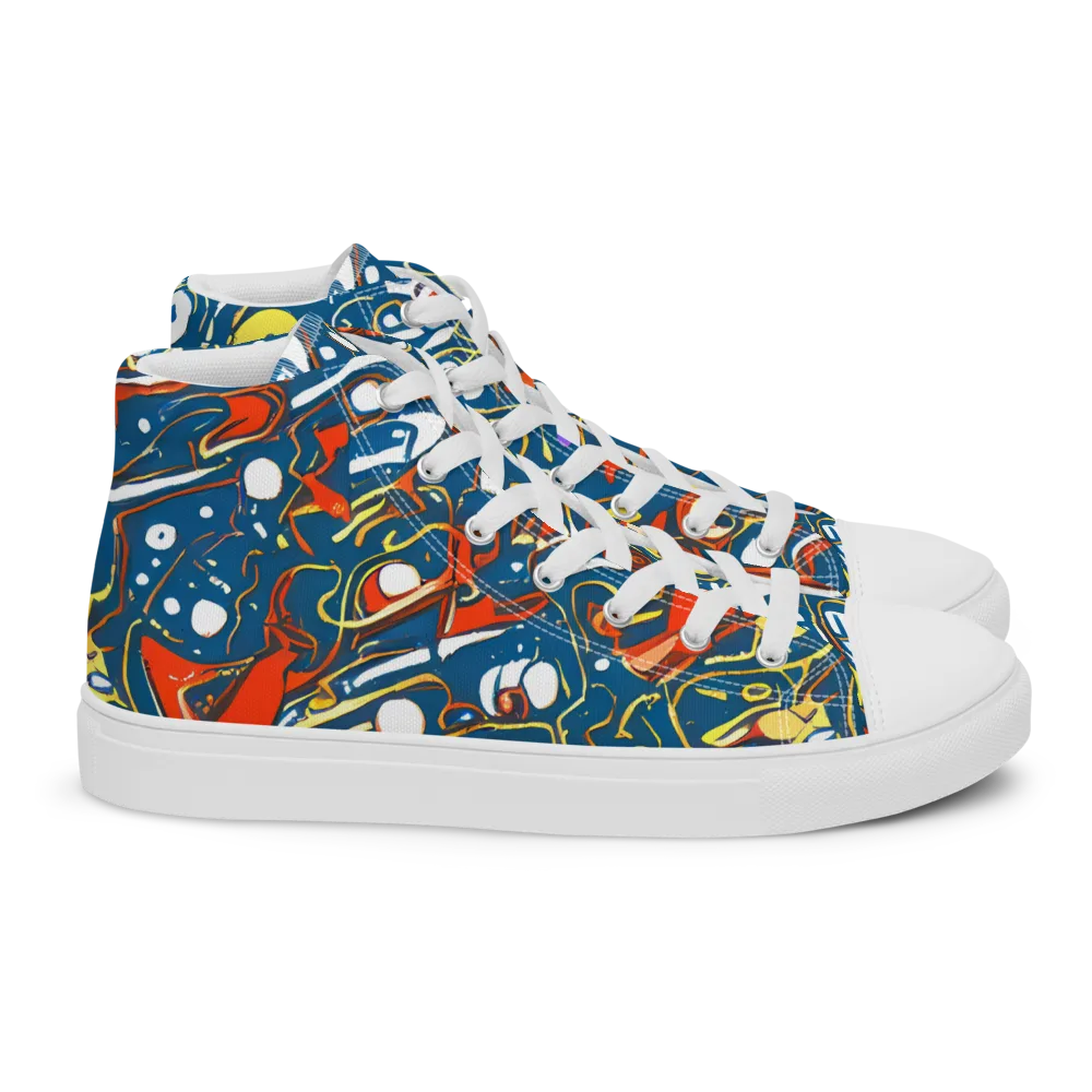 Liquid Geometry on Women's High Top Canvas Shoes — Right