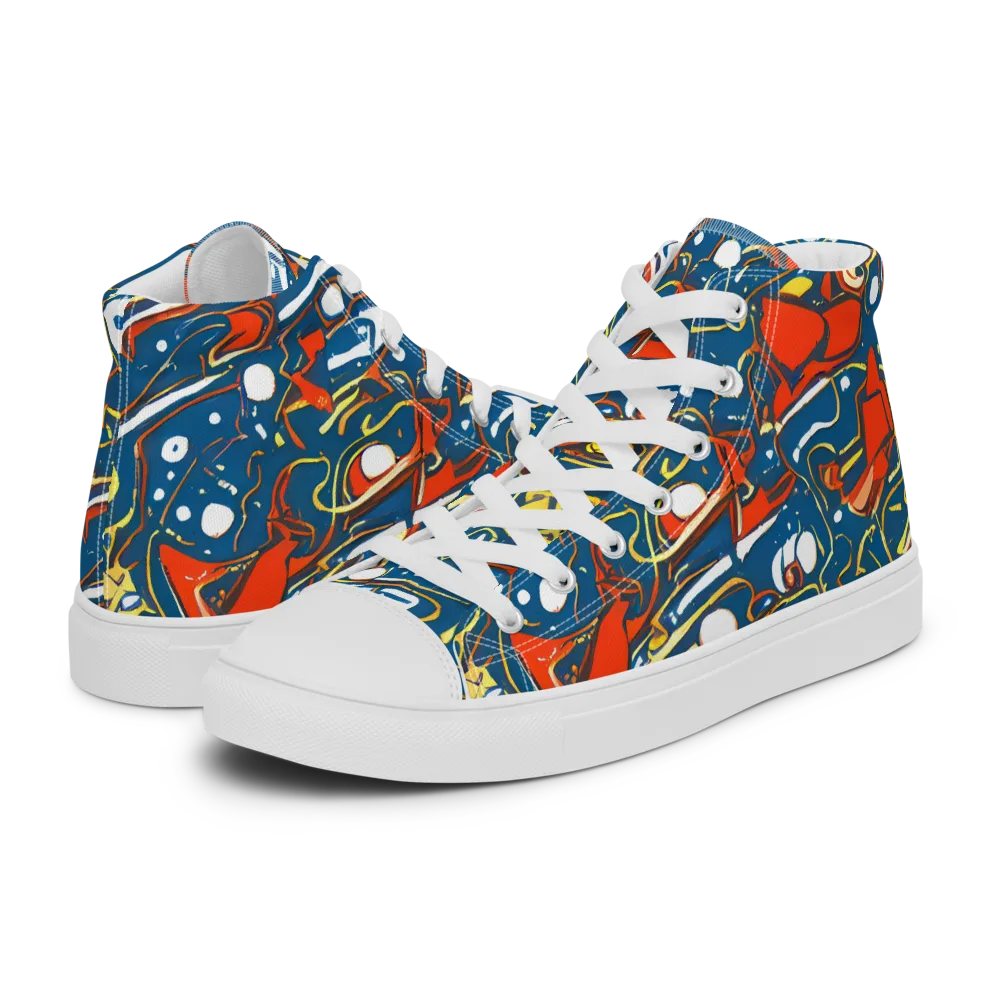 Liquid Geometry on Women's High Top Canvas Shoes — Left