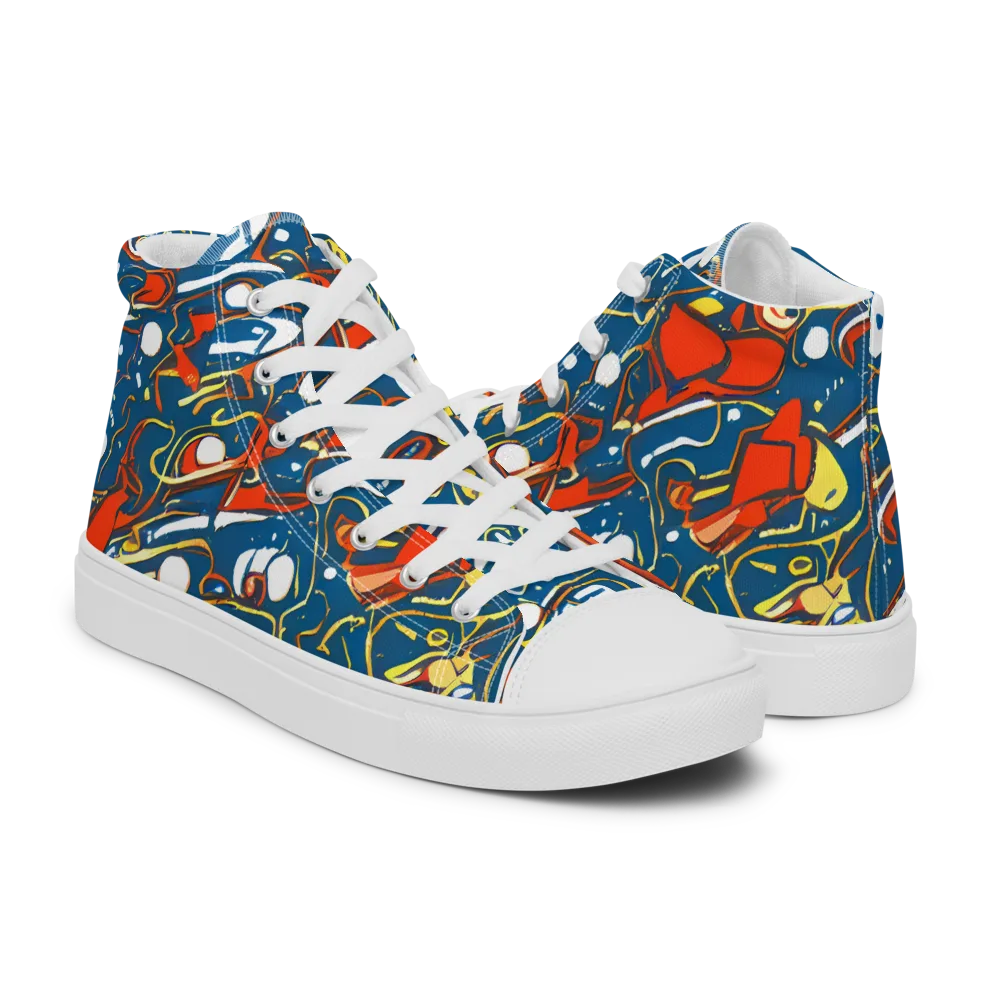 Liquid Geometry on Women's High Top Canvas Shoes — Right