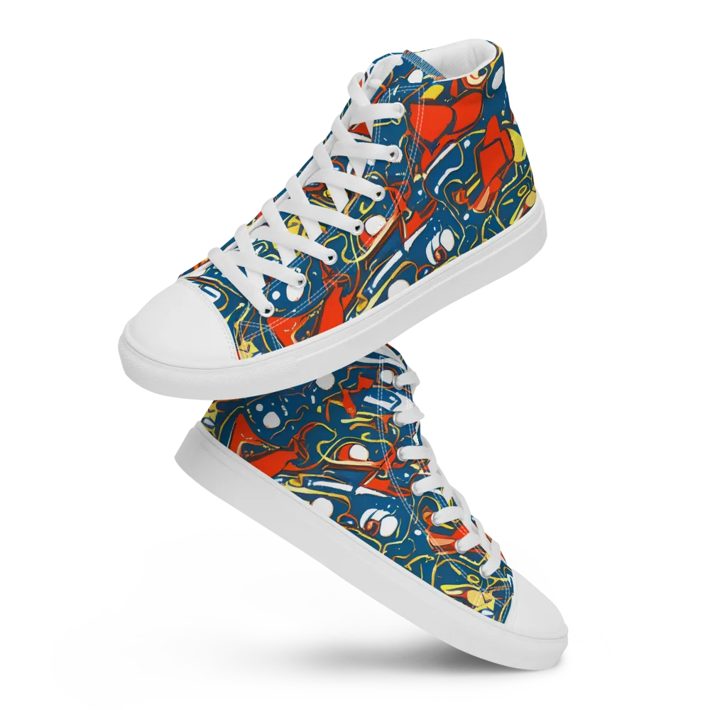 Liquid Geometry on Women's High Top Canvas Shoes — Front
