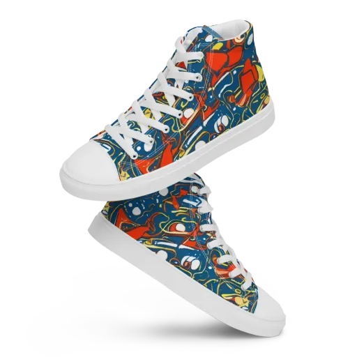 Liquid Geometry on a Women's High Top Canvas Shoes