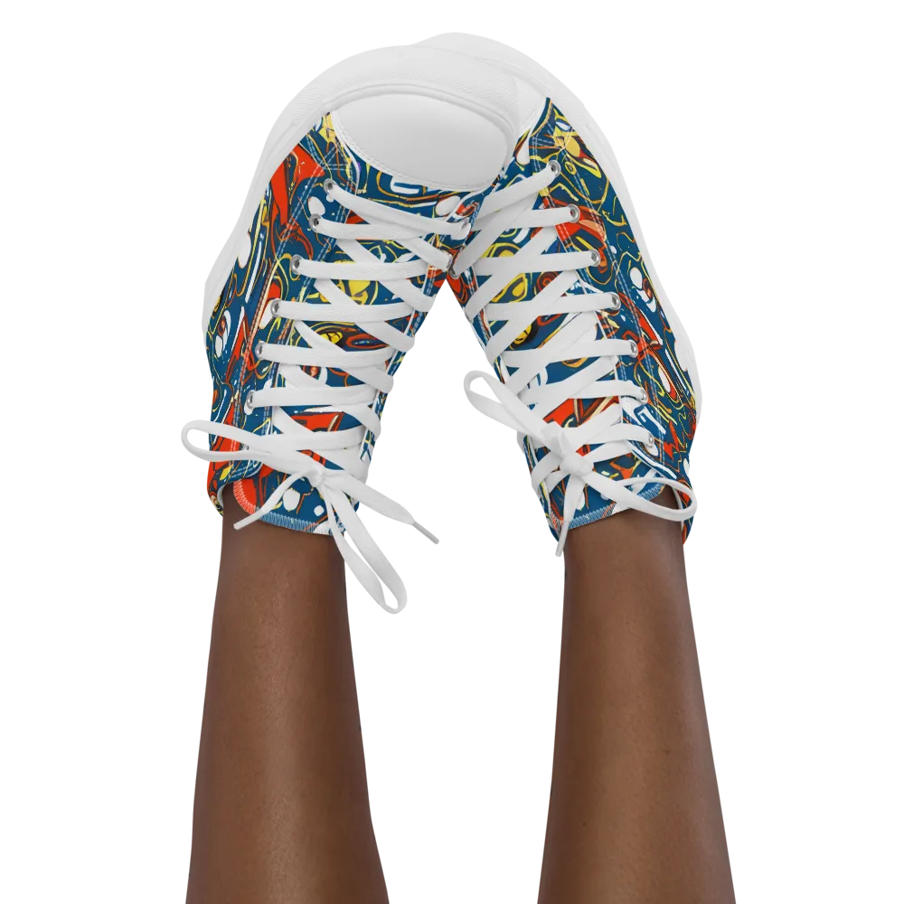 Liquid Geometry on Women's High Top Canvas Shoes — Front
