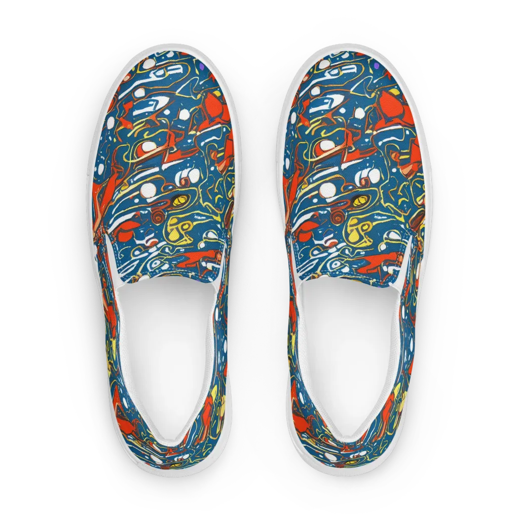 Liquid Geometry on Men's Slip-On Canvas Shoes — Front