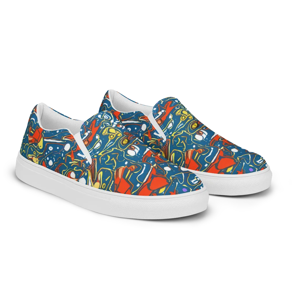 Liquid Geometry on Men's Slip-On Canvas Shoes — Right Front