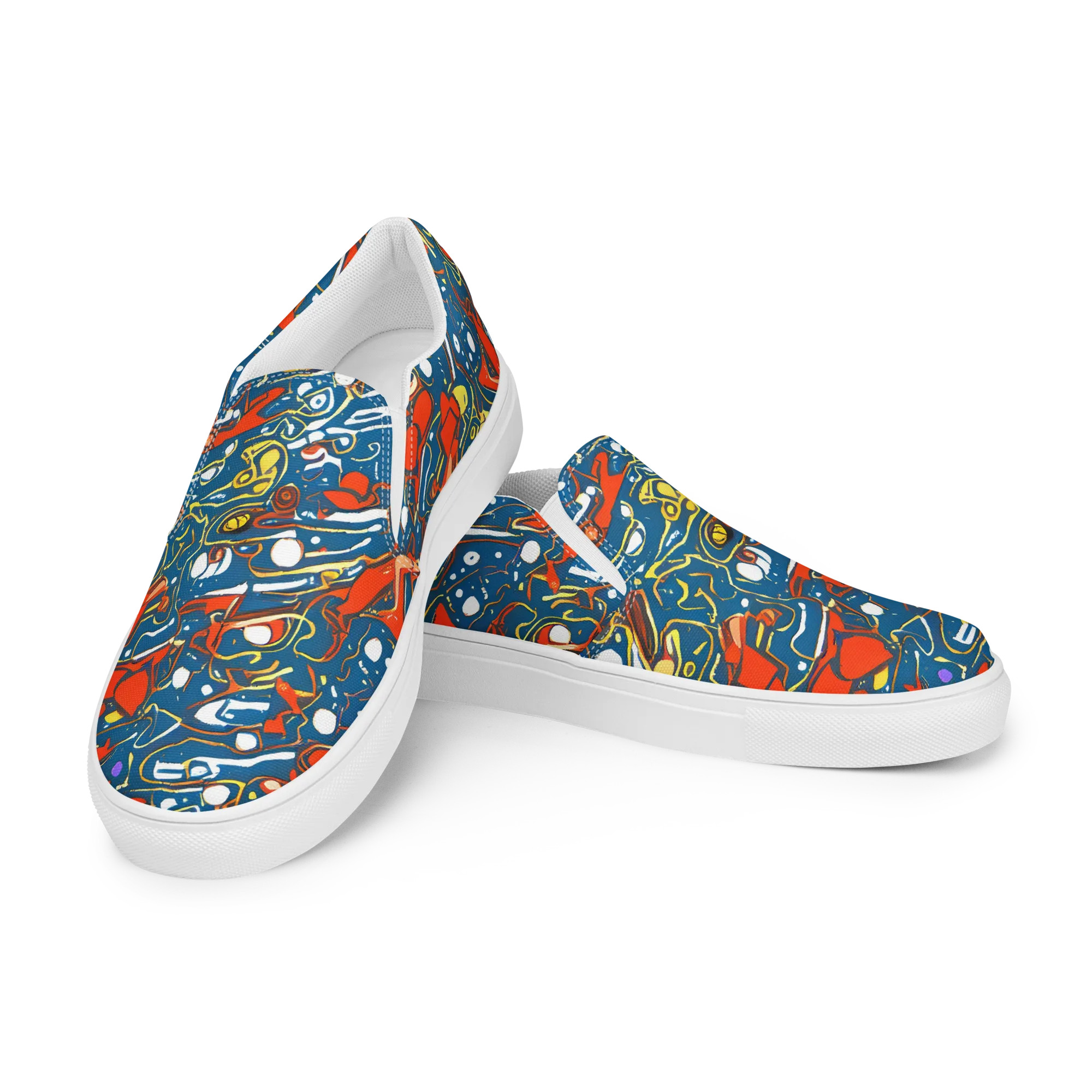 Liquid Geometry on Men's Slip-On Canvas Shoes — Left Front