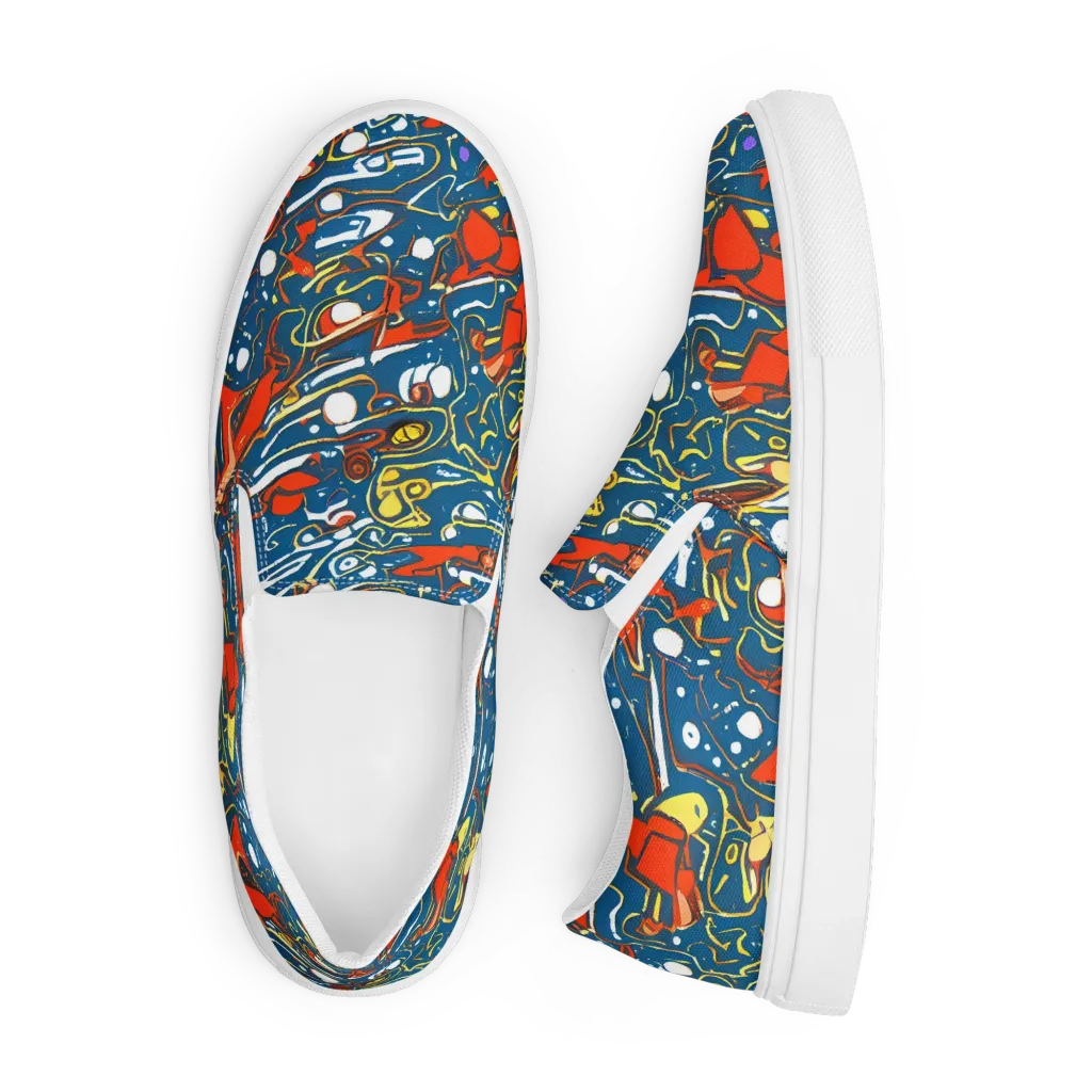 Liquid Geometry on Men's Slip-On Canvas Shoes — Front