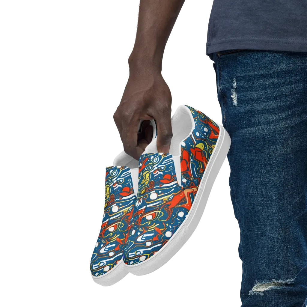 Liquid Geometry on Men's Slip-On Canvas Shoes — Left Front
