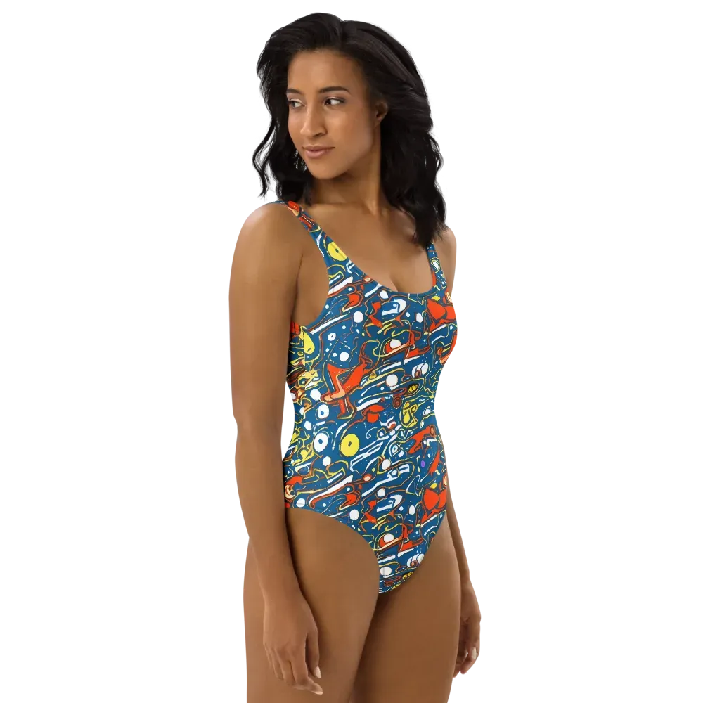 Liquid Geometry on One-Piece Swimsuit — Right