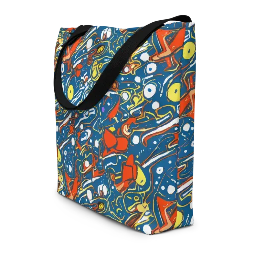 Liquid Geometry on a Large Tote Bag W/ Pocket