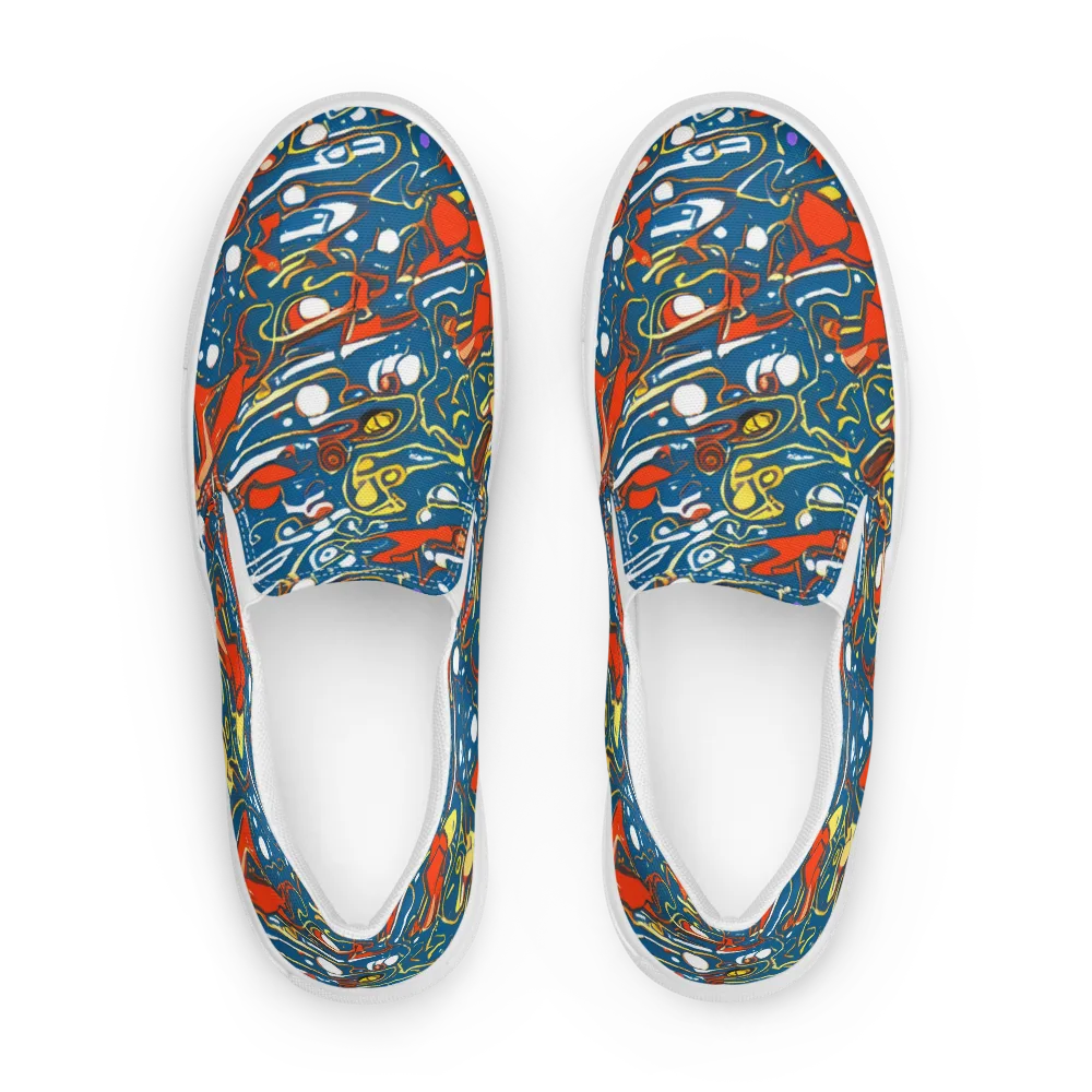 Liquid Geometry on Women's Slip-On Canvas Shoes — Front