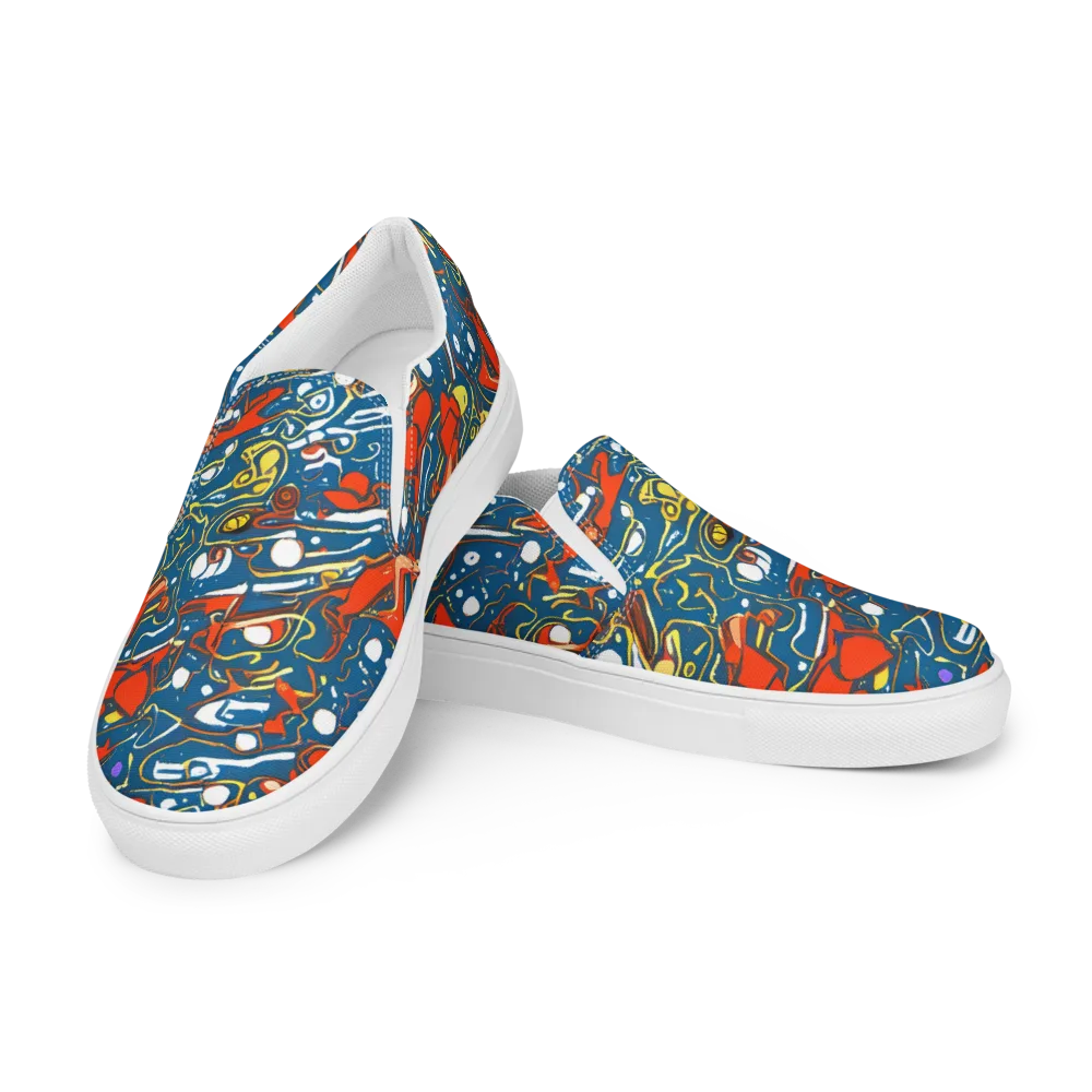 Liquid Geometry on Women's Slip-On Canvas Shoes — Left Front